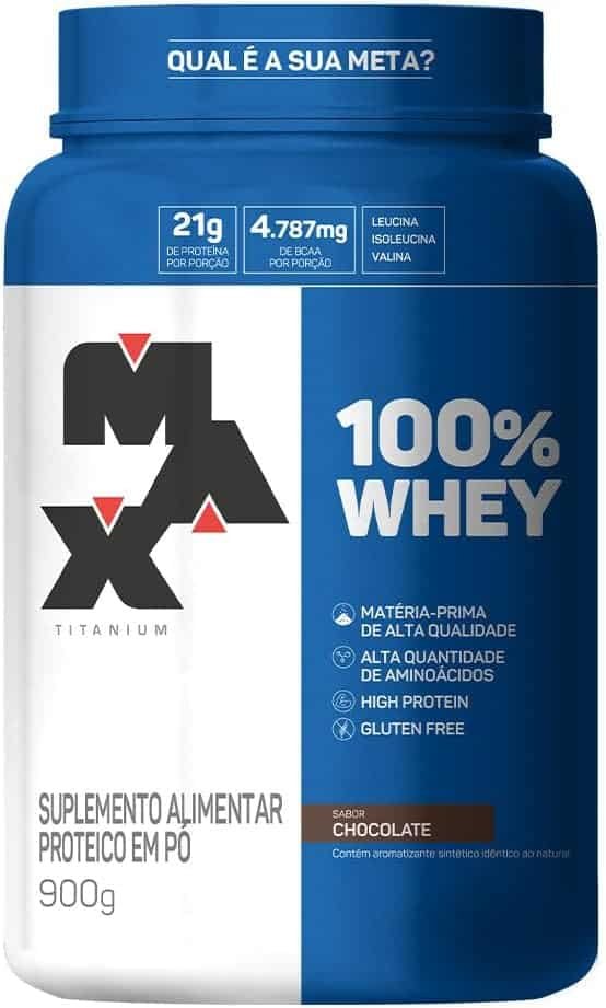 100% Whey - 900G Chocolate - Max Titanium, Max Titanium 100% Whey - 900G Chocolate - Max Titanium, Max Titanium - Imagem 1