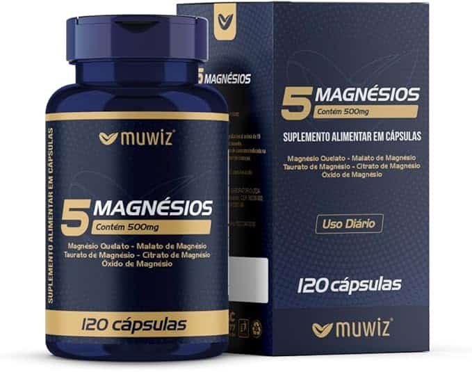 5 Magnésios 500mg 120 Cápsulas Quelato Malato Taurato Citrato e Óxido de Magnésio 5 Magnésios 500mg 120 Cápsulas - Quelato Malato Taurato Citrato e Óxido de Magnésio - Imagem 1