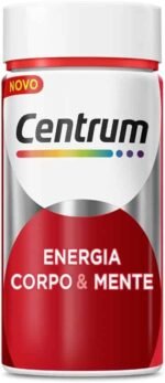 Centrum Energia, Corpo e Mente Multivitamínico com Cafeina, Vitamina B12 e Magnesio, 60 Cápsulas