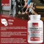 Coenzima Q10 200 mg Puro Nutrition + Vitamina E, CoQ10, 60 Cápsulas, Suplemento Vegano - Imagem 2