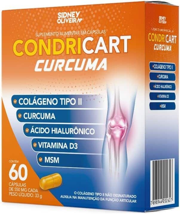 Colágeno Tipo II + Cúrcuma + Ácido Hialurônico + D3 + MSM Condricart Cúrcuma 60 Cápsulas Sidney Oliveira Colágeno Tipo II + Cúrcuma + Ácido Hialurônico + D3 + MSM Condricart Cúrcuma 60 Cápsulas Sidney Oliveira - Imagem 1