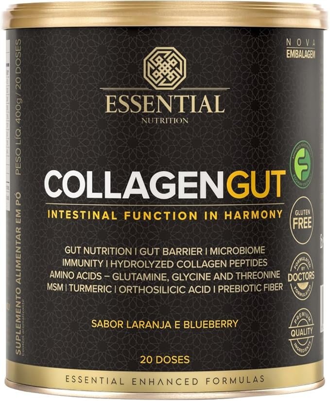 Collagen Gut Colágeno Laranja e Blueberry Essential Nutrition 400g Collagen Gut Colágeno Laranja e Blueberry Essential Nutrition 400g - Imagem 1