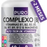 Complexo B Puro Nutrition – Vitaminas B1, B2, B3, B5, B6, B9, B12 e Magnésio, 60 Cápsulas