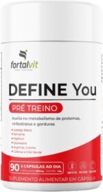 DEFINE - Morosil + Spirulina, Cafeína, Chá Verde, Picolinato de Cromo, Psyllium, Arginina e Quitosana, 90 Cápsulas, Fortalvit