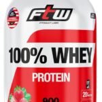 FTW 100% Whey Protein com Proteína Concentrada WPC, Suplemento Alimentar Pós-Treino em Pó com Fonte de Proteína do Soro do Leite, Alto Valor Biológico, Sem Glúten – Pote 900g (Sabor Morango)