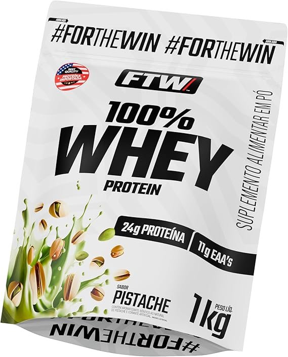 FTW 100% Whey Protein com Proteína Concentrada WPC, para Atletas com Alto Valor Biológico, Suplemento Pós-Treino (16) FTW 100% Whey Protein com Proteína Concentrada WPC, para Atletas com Alto Valor Biológico, Suplemento Pós-Treino Sem Glúten - Refil 1kg (Sabor Pistache) - Imagem 1