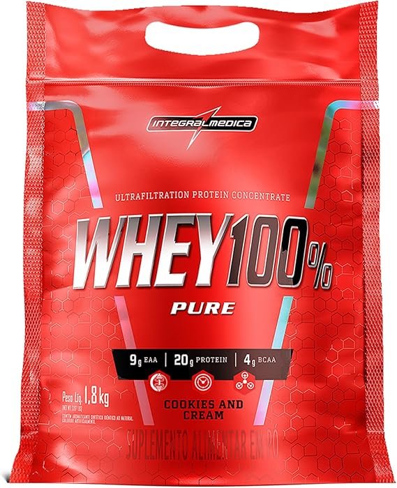 Integralmédica - Whey Protein Concentrado Cookies 100% Pure Integralmédica - Whey Protein Concentrado Cookies 100% Pure - 21g de Proteína por Scoop, Suplementação Alimentar Pós-Treino, Fórmula Enriquecida com BCAAs - Pouch 1,8kg - Imagem 1