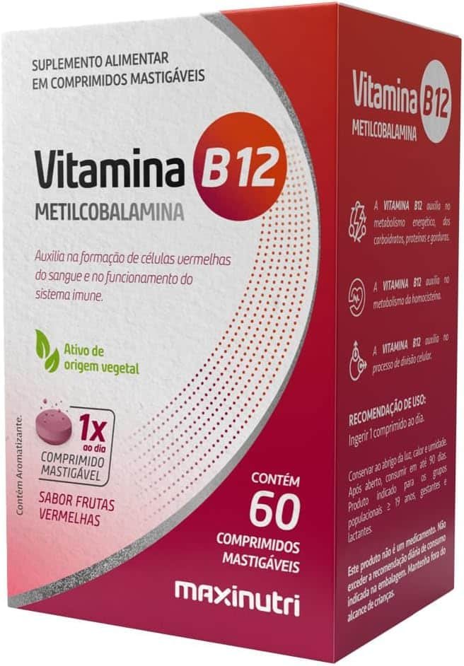Maxinutri Vitamina B12 Comprimidos Mastigáveis (60 Comp) Único Maxinutri Vitamina B12 Comprimidos Mastigáveis (60 Comp) Único - Imagem 1