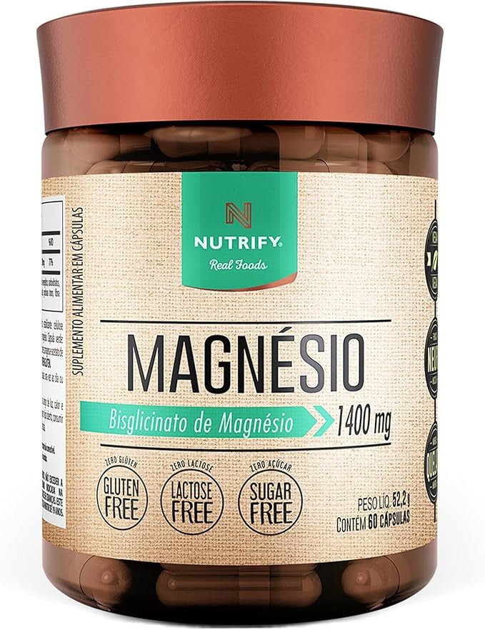 Nutrify - Magnésio 1400mg - Multivitamínico - Suplemento Alimentar de Máxima Absorção - Sem Glúten, Sem Lactose, Sem Açúcar - 60 Cápsulas Nutrify - Magnésio 1400mg - Multivitamínico - Suplemento Alimentar de Máxima Absorção - Sem Glúten, Sem Lactose, Sem Açúcar - 60 Cápsulas - Imagem 1