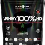 Refil Whey 100% Hd Morango 900G, Black Skull
