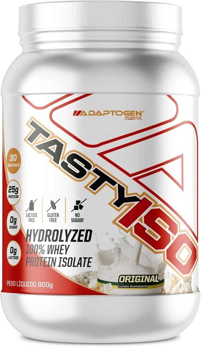 Tasty Iso Whey (2lbs)(900g) - Sabor Original (Leite em Pó) Whey Protein Isolado Sem Lactose - Adaptogen Tasty Iso Whey (2lbs)(900g) - Sabor: Original (Leite em Pó) Whey Protein Isolado Sem Lactose - Adaptogen - Imagem 1